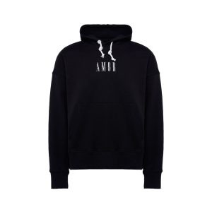 Чёрное укороченное худи Amor из хлопка с капюшоном — Your Fate