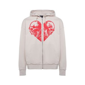 Бежевое худи ZIP Heart на молнии — сердце, которое не скрывается